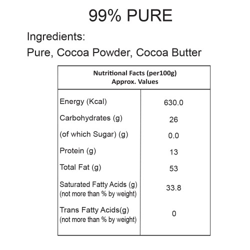 Vegan Dark  Chocolate | 99.99% Dark | PURE | Gluten FREE, 80 gm