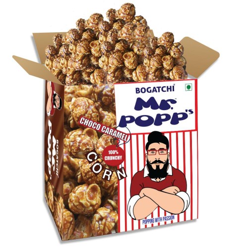 Mr.POPP's Chocolate Crunchy Caramel Popcorn, HandCrafted Gourmet Popcorn, Best Anniversary Gift, 375g + FREE Happy Anniversary Greeting Card