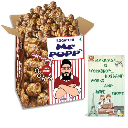  Mr.POPP's Chocolate Crunchy Caramel Popcorn, HandCrafted Gourmet Popcorn, Best Anniversary Gift for friends , 375g + FREE Happy Anniversary Greeting Card