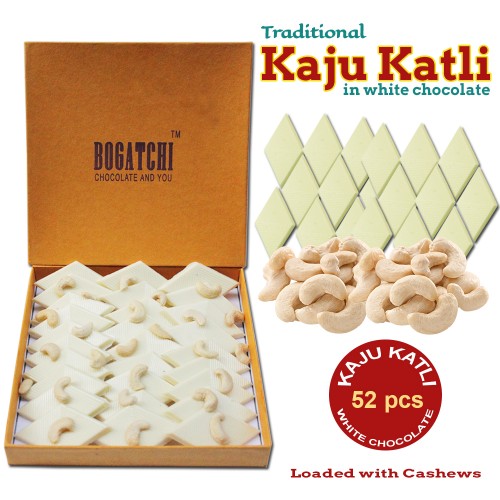  Kaju Barfi White Chocolate, Goodness Milk and Roasted Cashews - Kaju Katli,  32pcs