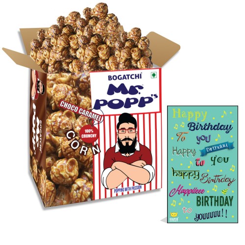  Mr.POPP's Chocolate Crunchy Caramel Popcorn, HandCrafted Gourmet Popcorn, Best Birthday Gift for girlfriend , 375g + FREE Happy Birthday Greeting Card