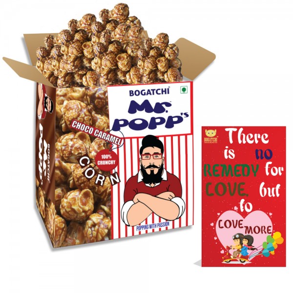  Mr.POPP's Chocolate Crunchy Caramel Popcorn, HandCrafted Gourmet Popcorn, Perfect Anniversary Gift, 375g + FREE Happy Anniversary Greeting Card