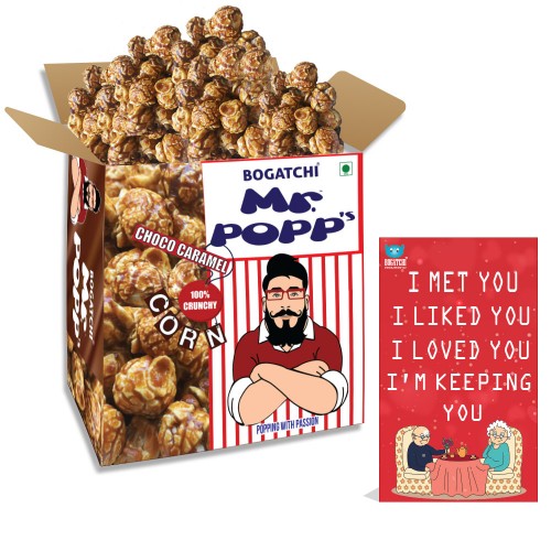  Mr.POPP's Chocolate Crunchy Caramel Popcorn, HandCrafted Gourmet Popcorn, Best Anniversary Gift for Parents, 375g + FREE Happy Anniversary Greeting Card