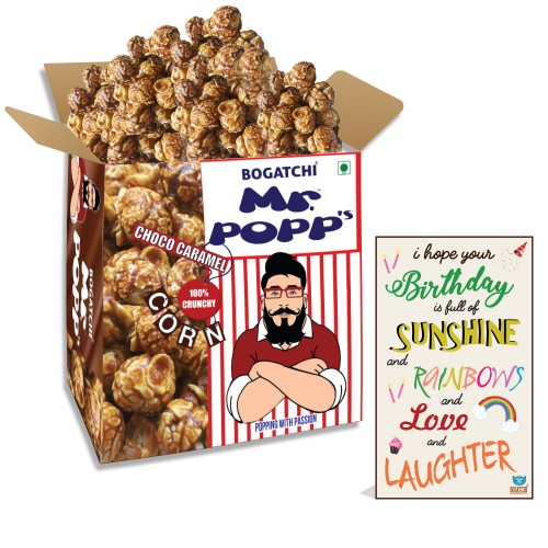  Mr.POPP's Chocolate Crunchy Caramel Popcorn, HandCrafted Gourmet Popcorn, Best Birthday Gift for Husband , 375g + FREE Happy Birthday Greeting Card