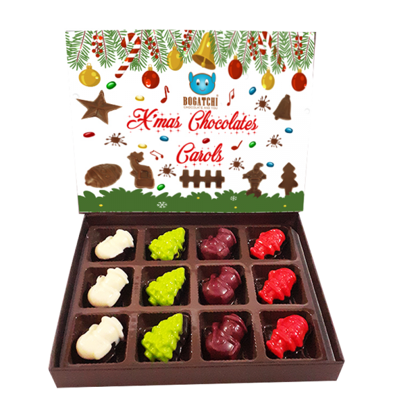 BOGATCHI Christmas Gifts, Merry Christmas Chocolates, Premium Xmas Gift Box, 12 Pieces, 