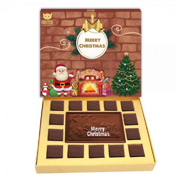Christmas Gifts, Merry Christmas Chocolate, Premium Xmas Gift Box, 14 Choco + 1 Dark Bar