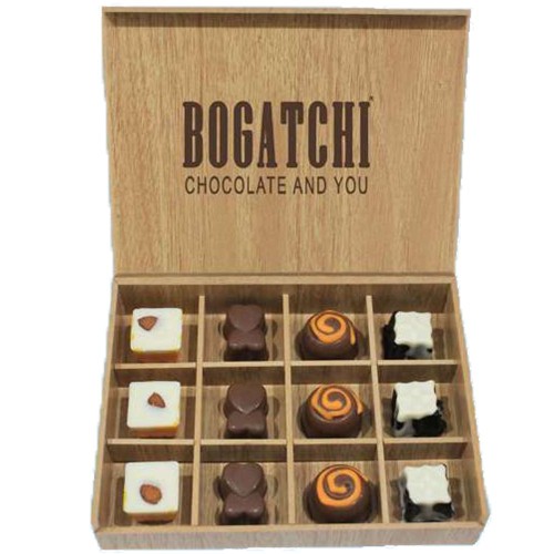 BOGATCHI Diwali assorted Chocolate wooden Box (12 Pieces)