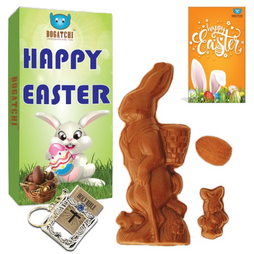 Big Chocolate Bunny - Easter Chocolate egg and small chocolate bunny, Milk Chocolate, 120g