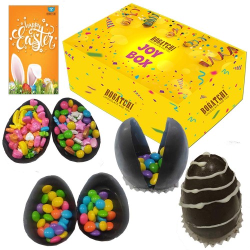 Big Chocolate eggs - Set of 4 Eggs with candies inside - 300g