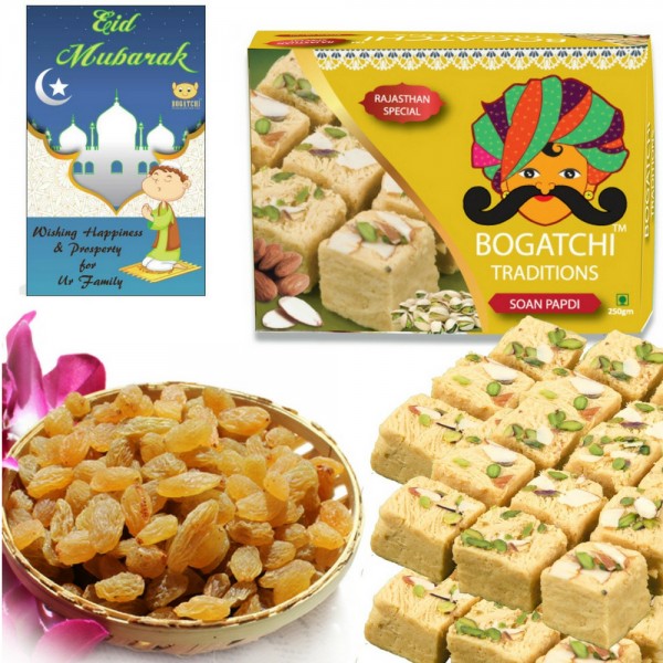 EID MUBARAK SWEETS GIFT - Soan papdi and Dry Fruits combo, 350g