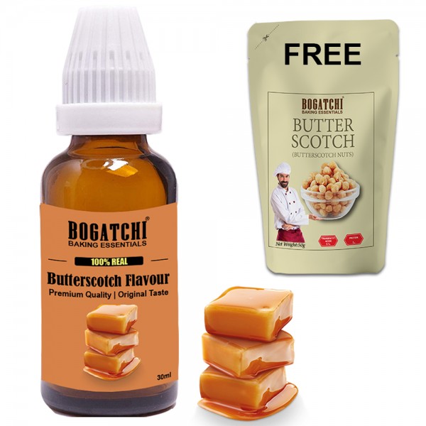 BOGATCHI Butterscotch Flavour Essence for Baking Cakes, 30ML | FREE Butterscotch Nuts Packet