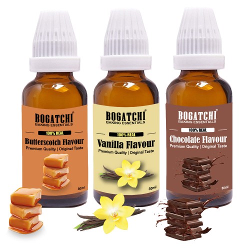 BOGATCHI Combo of Vanilla Flavour, Chocolate Flavour and Butterscotch Flavour Essence | 30ML Each