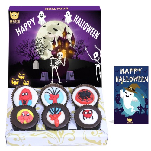 BOGATCHI Halloween Gifts, Premium Chocolate Candy Box with Spider Man Sugar Toys, 6 Pieces, Absolutely Free Halloween Greeting Card 