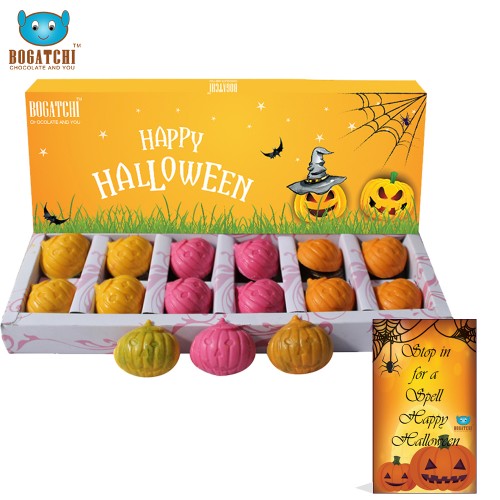 BOGATCHI Halloween Gifts, Premium Chocolate Candy Box, 12 Pieces, Free Halloween Theme Greeting Card 