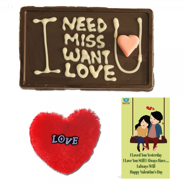 BOGATCHI Handwritten Chocolates Valentine Day Gift for Boyfriend, Love Message 70g + Free Valentine Card + Free Fur Heart