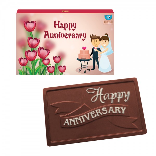 BOGATCHI Happy Anniversary Gift for MOM and DAD, Greetings, Dark Chocolates, Love Chocolates, Premium Chocolates, 70 g