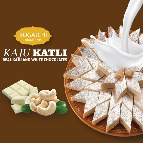  Kaju Barfi in White Chocolate, Goodness Milk and Roasted Cashews - Kaju Katli, 52pcs